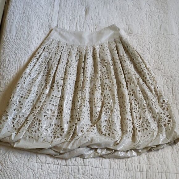 DKNY Embroidered Metallic Lace Fit and Flare Skirt - Picture 1 of 15